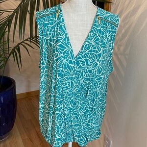 INC International Concepts Teal and White Blouse